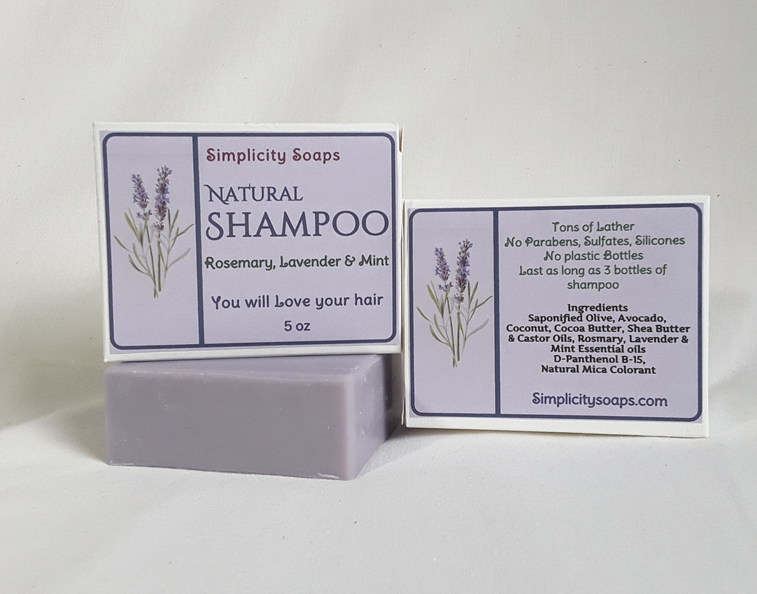 Natural Shampoo Bar, Simplicity Soaps, Rosemary, Lavender Shampoo Bar 