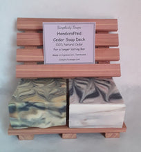 Load image into Gallery viewer, Cedar Soap Deck for two, soap dish for two bars